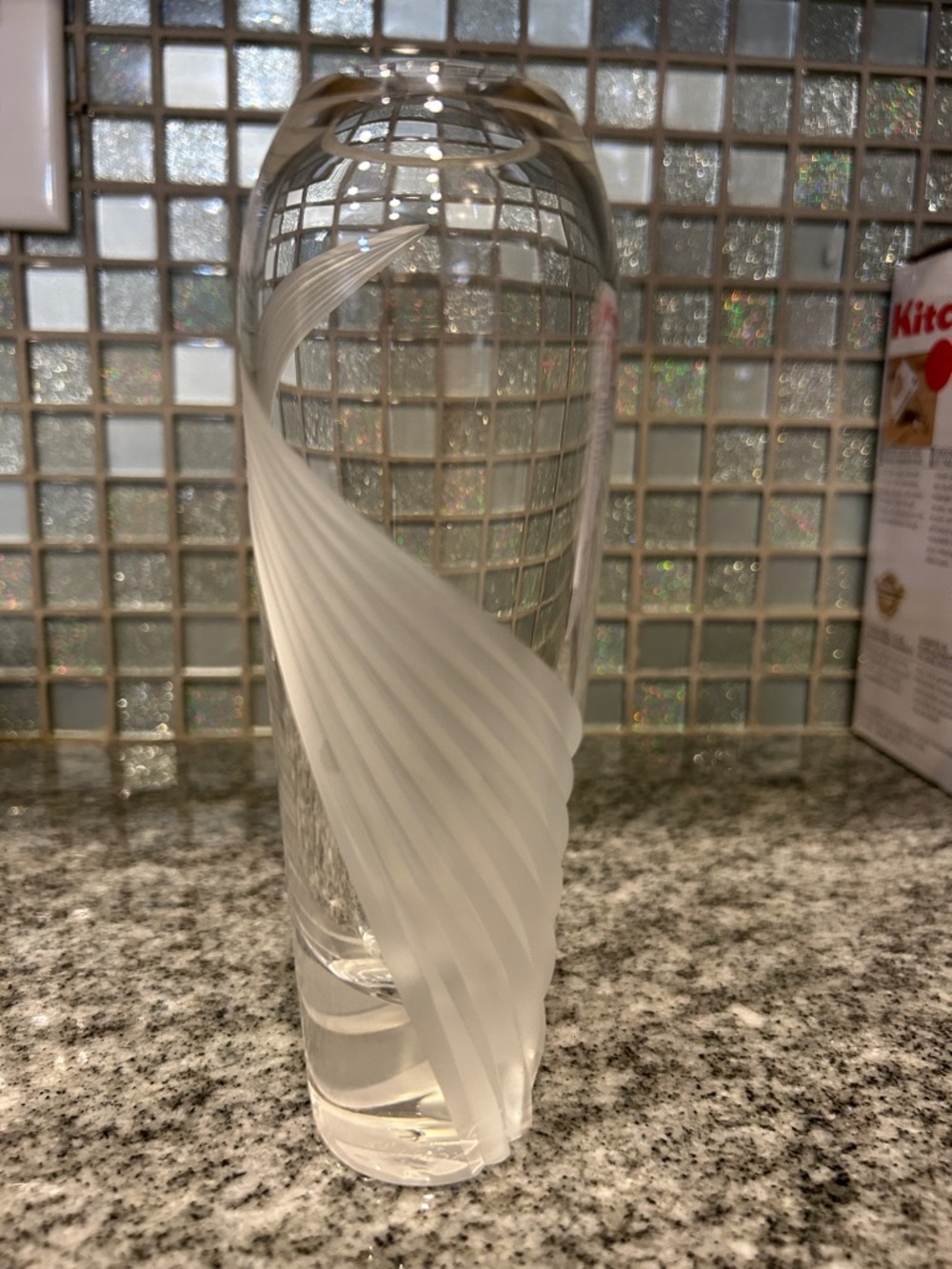 Vintage Lenox Windswept Crystal Cut & Frosted Swirl 7" Bud Vase - Made in USA